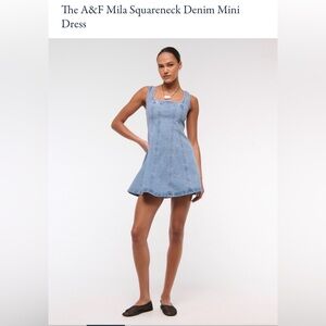 NWT The A&F Mila Squareneck Denim Mini Dress Size ST